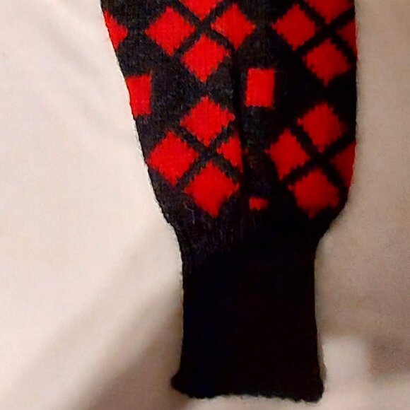Gap Womans 100% Pure Wool Red & Black Sweater sz S Mock Neck Zip Up Vintage - Picture 7 of 10